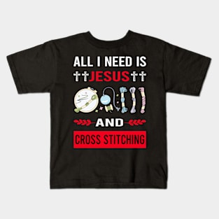 I Need Jesus And Cross Stitching Kids T-Shirt